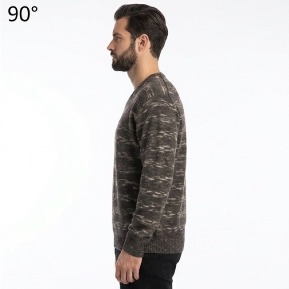 Zegna Lightweight Wool Blend V-Neck in an Earthy Multi-Tonal Knit - Size 50/M - Picture 11 of 14